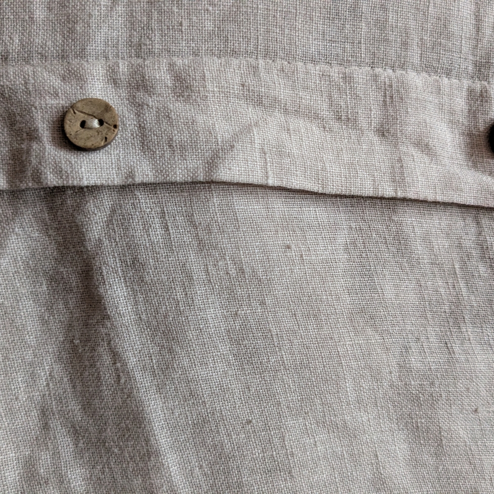 100% Linen Relaxed V-Neck Tunic With Bottom Back Detail
